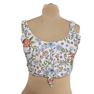 New Floral Print Women's Crop Tank Top Twist Front Knot Size 10  Bloomcore